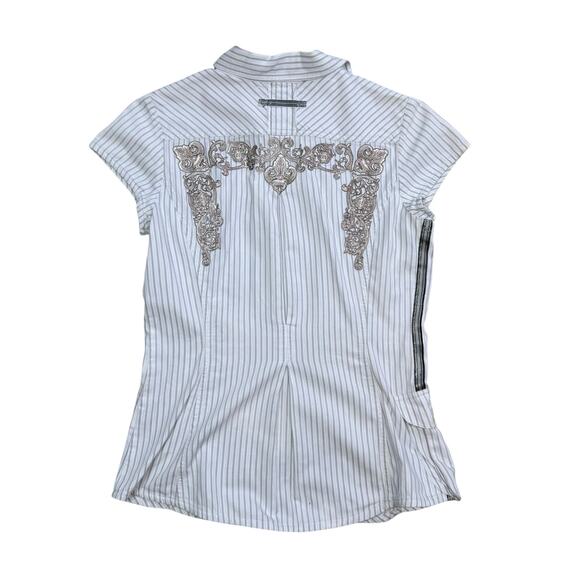 3J Workshop Johnny Was Button Front Embroidered Cargo Pocket Shirt Small - Picture 4 of 13